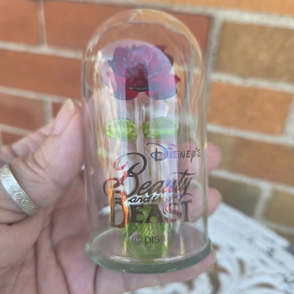 Disney Arribas Bros Beauty and the Beast Enchanted Rose Glass Dome 3.5"